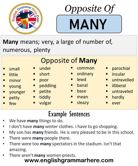 many antonym|opposite of many synonym.